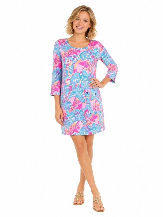 Lilly Pulitzer Dresses & Skirts - Lilly Pulitzer Flamingo Linden Dress S Peel & Eat Print 3/4 Sleeve Shift